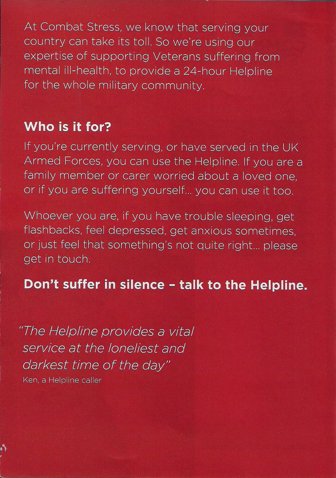  Royal British Legion Combat Stress